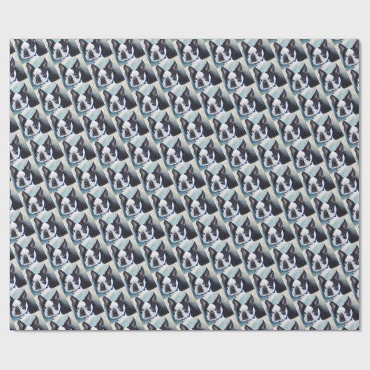 SCHWARZE UND WEISSE BOSTON TERRER GESCHENKPAPIER (Flach)