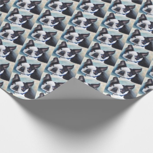 SCHWARZE UND WEISSE BOSTON TERRER GESCHENKPAPIER (Ecke)