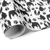Schwarze und weiße Boston Terrier Hunde Geschenkpapier (Rolleneckpunkt)