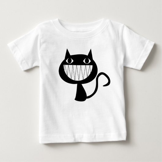 SCHWARZE UND WEISSE CAT-ILLUSTRATION BABY T-SHIRT (Vorderseite)