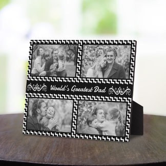 Schwarze und weiße Chevron Elegante Dad-Fotocollag Fotoplatte