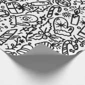 SCHWARZE UND WEISSE CHRISTMAS DOODLE WRAPPING PAP GESCHENKPAPIER (Ecke)