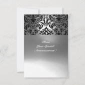 SCHWARZE UND WEISSE DAMASK GEM STEINMONOGRAMM ANKÜNDIGUNG (Rückseite)
