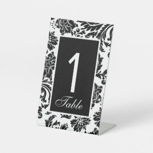 Schwarze und weiße Damast-Hochzeit nach Maß  Sockelschild