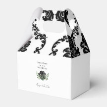 Schwarze und weiße Damast-Hochzeitsgeschenkbox