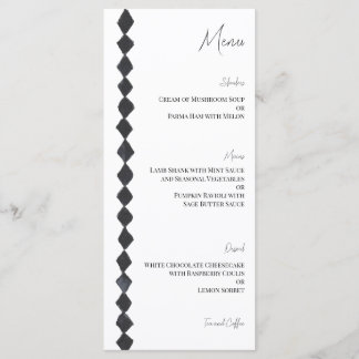 Schwarze und weiße Diamant-Verzierung Hochzeitsmen Menükarte