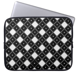 Schwarze und weiße diamantförmige Laptoptasche Laptopschutzhülle