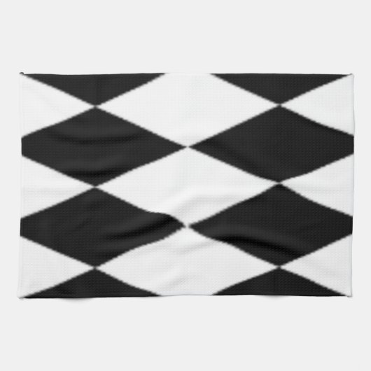 SCHWARZE UND WEISSE DIAMONEN GESCHIRRTUCH (Horizontal)