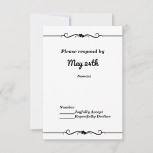 Schwarze und weiße doppelte Herzen Hochzeit RSVP E Einladung