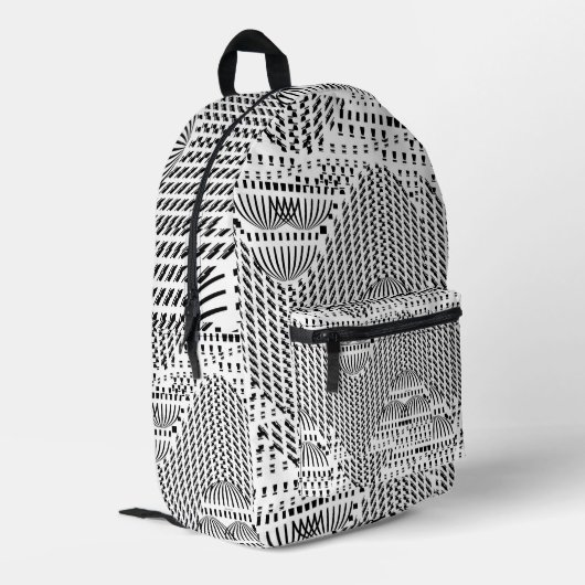 SCHWARZE UND WEISSE DOPPEN BEDRUCKTER RUCKSACK (Rückseitige Ecke links)