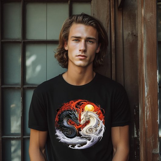 Schwarze und Weiße Drachen T-Shirt