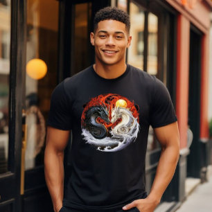 Schwarze und Weiße Drachen T-Shirt