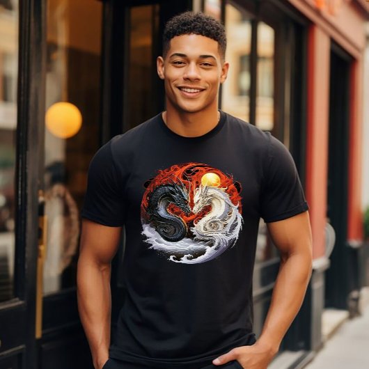 Schwarze und Weiße Drachen T-Shirt