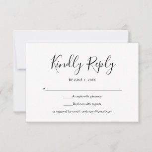 Schwarze und weiße einfache elegante Hochzeits-RSV RSVP Karte