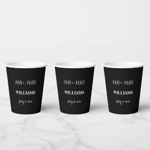 Schwarze und Weiße einfache Schrift Minimalistisch Pappbecher