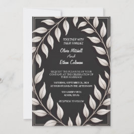 Schwarze und weiße elegante Blumenhochzeits-Einlad Einladung