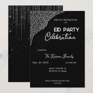 Schwarze und weiße elegante Eid-Party-Einladung Einladung