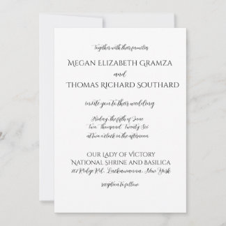 Schwarze und weiße elegante einfache Hochzeitseinl Einladung