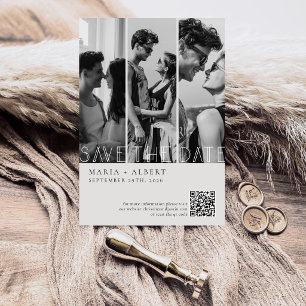 Schwarze und weiße elegante fancy Schrift Hochzeit Save The Date