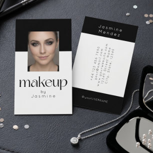 Schwarze und weiße elegante Foto-Make-up-Artist-Ka Visitenkarte