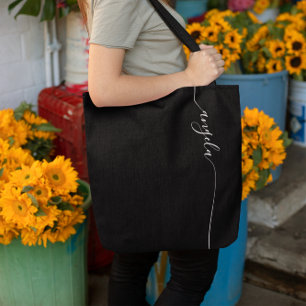 Schwarze und weiße elegante Glam-Signatur Tasche