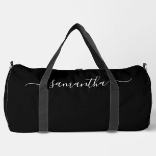 Schwarze und weiße elegante Swash-Signatur-Name Duffle Bag