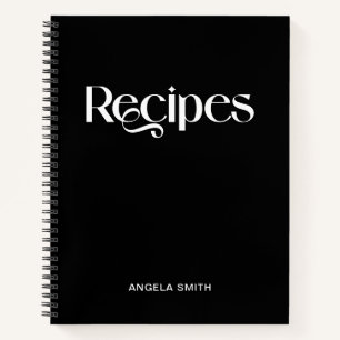 Schwarze und weiße elegante Typografie-Rezepte Notizblock
