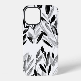 Schwarze und weiße elegante Wasserfarbe natürliche iPhone 12 Hülle