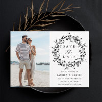 Schwarze und weiße elegante Wildblumen-Hochzeitsfo