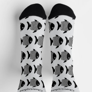 Schwarze und weiße Engelsfisch-Design personalisie Socken