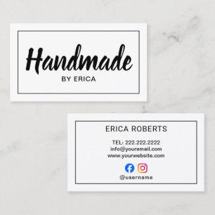 Schwarze und weiße Etsy / Handmade Shop Geschäftsk Visitenkarte