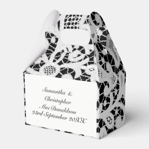 Schwarze und weiße Filigran-Spitze Hochzeit Geschenkschachtel