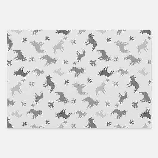 Schwarze und weiße französische Bulldogs Geschenkpapier Set (Vorderseite 3)