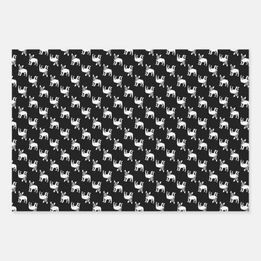 Schwarze und weiße französische Bulldogs Geschenkpapier Set (Vorderseite 2)