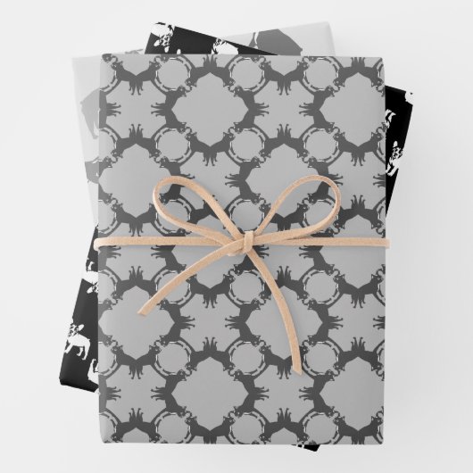 Schwarze und weiße französische Bulldogs Geschenkpapier Set (Beispiel)