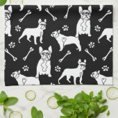 Schwarze und weiße französische Hunde Geschirrtuch (Gefaltet)
