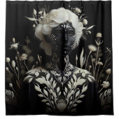 Schwarze und Weiße Frau Duschvorhang (Vorderseite)