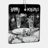 **SCHWARZE UND WEISSE FREUNDLICHE FERIEN** ORNAMEN KERAMIKORNAMENT (Rechts)