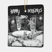 **SCHWARZE UND WEISSE FREUNDLICHE FERIEN** ORNAMEN KERAMIKORNAMENT (Links)