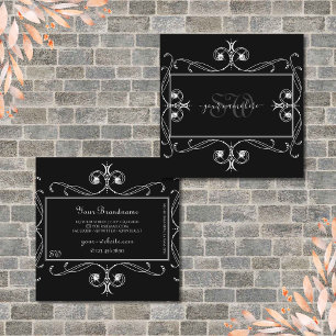 Schwarze und weiße funkelnde Juwelen Monogramm Orn Quadratische Visitenkarte