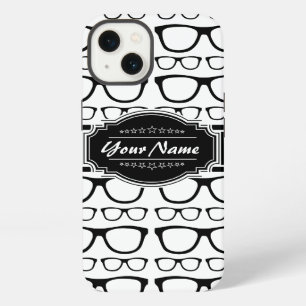 Schwarze und weiße Geek-Nerd-Brille personalisiert iPhone 13 Hülle