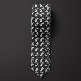Schwarze und weiße geometrische Katzen Krawatte