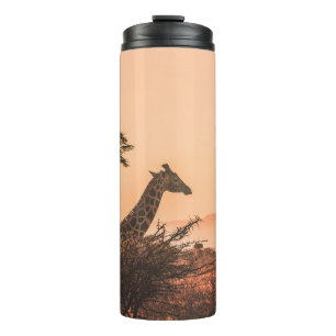 SCHWARZE UND WEISSE GIRAFFE AUF BROWN GRASS FELD THERMOSBECHER