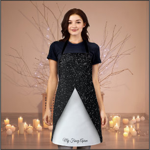 Schwarze und weiße Glamour-Schürze Schürze