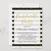 Schwarze und weiße goldfarbene Foil Hearts Bachelo Einladung (Vorderseite)