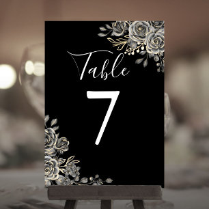 Schwarze und weiße gotische Hochzeitstisch-Nummer Einladung