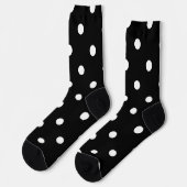Schwarze und weiße große Polka-Punkte Socken (Linkes Detail)