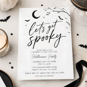 Schwarze und weiße gruselige Halloween-Party-Einla Einladung
