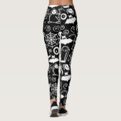 SCHWARZE UND WEISSE HALLOWEEN DOODLES LEGGINGS (Rückseite)