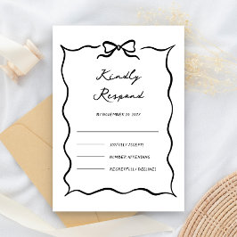 Schwarze und weiße handgezeichnete Bogen-Hochzeit RSVP Karte